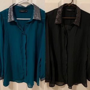 Set of Two Sequin Trim Blouses sz XL